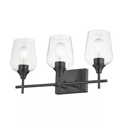 Allen + Roth Meredith 3-Light Matte Black Finish Vanity Light #2525800 • $55