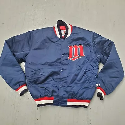 Vintage Starter MLB Minnesota Twins Snap Satin Bomber Jacket Mens Size Large USA • $104.99