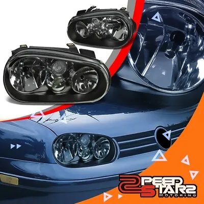 $106.99 • Buy For 99-06 Vw Golf/cabrio Mk4 Black Clear Crystal Housing Lens Headlamps Lights