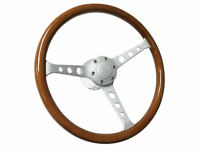 1961-74.5 VW S6 Classic Wood Steering Wheel Brushed Kit Castle Emblem • $309.75