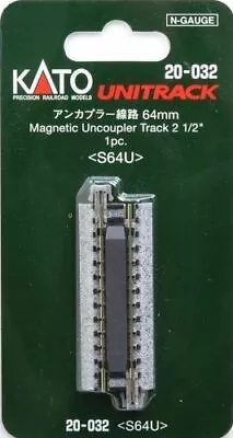 Kato N Scale UniTrack ~ 64mm 2 1/2″ Magnetic Uncoupler Track S64U (1 Pc) 20-032 • $7.23