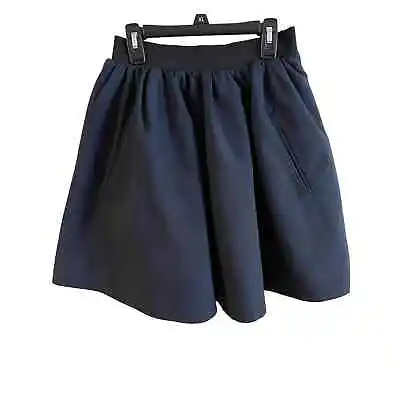 Acne Studios Romantic Paw 13 Navy Gathered Flared Skirt S Elastic Waist Side Zip • $30