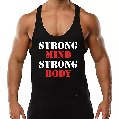 Strong Mind Strong Body Gym Vest Bodybuilding Muscle Training Weightlifting Top • £8.99