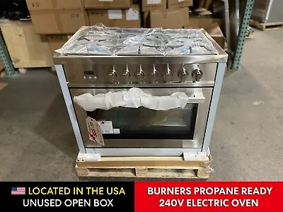 36 In. 240V Dual Fuel Range 5 Propane Burners (OPEN BOX COSMETIC IMPERFECTIONS) • $325.19