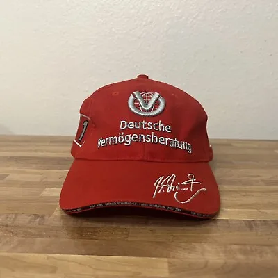 DVAG Ferrari Michael Schumacher Formula 1 Adjustable Strap Back Hat Red Cap • $59.99