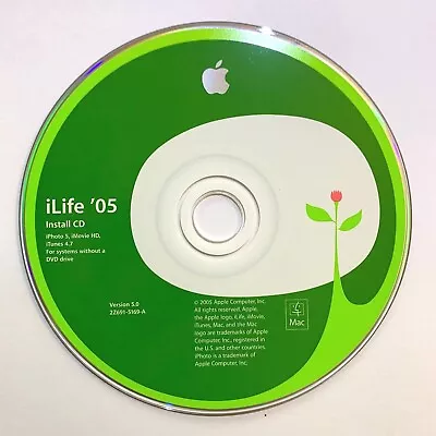 ➔ Apple ILife '05 Install CD 2Z691-5169-A IPhoto 5 IMovie HD ITunes 4.7 No DVD~ • $14.95