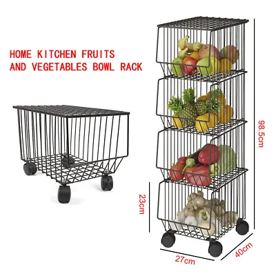 4Tier Fruit And Vegetable Storage Rack Kitchen Organizer Storage Bin With Roller • $42.75