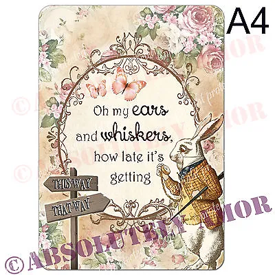 £3.69 • Buy ALICE IN WONDERLAND A4 Quote Print For Mad Hatter's Tea Party Prop Home/Gift BNR