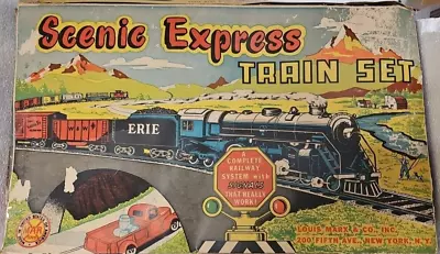 Marx Scenic Express Wind-up Train W/ Tin Litho Track Layout   • $75