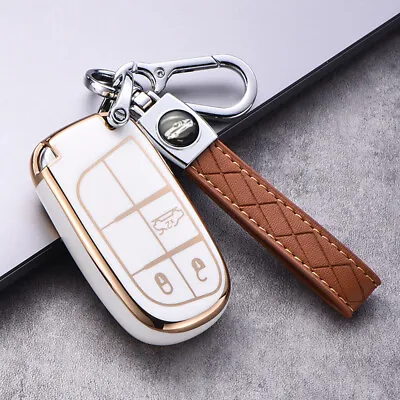 TPU Key Fob Case Cover Protector For Jeep Cherokee Dodge Chrysler 3 Button Beige • $27.71