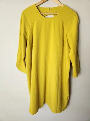 $9.95 • Buy Asos Maternity Shift Dress Womens Size 14 Yellow 3/4 Sleeve Back Cut Out Zip NWT