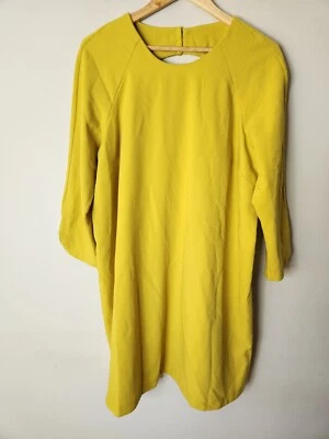 $9.95 • Buy Asos Maternity Shift Dress Womens Size 14 Yellow 3/4 Sleeve Back Cut Out Zip NWT