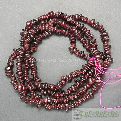 Natural Garnet Gemstone 5-8mm Chip Nugget Spacer Loose Beads 35'' Jewelry Crafts • £4.13