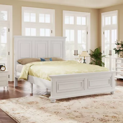 Full/Queen/King Platform Bed With Headboard And Footboard Vintage Wood Bed Frame • $359.99