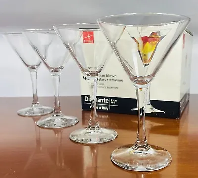 Bormioli Rocco 4 Fine Italian Blown Crystalglass Martini Cocktail Glasses Boxed • £17.99