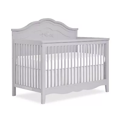 SweetPea Baby Rose 4-in-1 Convertible Crib In Silver Shimmer Baby Crib With ... • $522.82