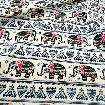 Spandex Fabric 4-way Stretch Hindu Elephant Print 60  Wide By Yard For Swimwear • $12.99