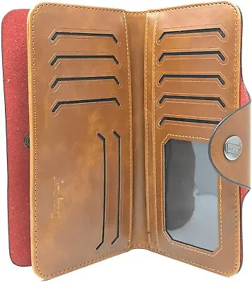 Western Premium Genuine Leather Men's Bifold Long Wallet Card Holders In Brown • $9.19