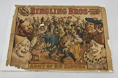 $19.99 • Buy Vintage Ringling Bros Army Of Clowns Circus Poster