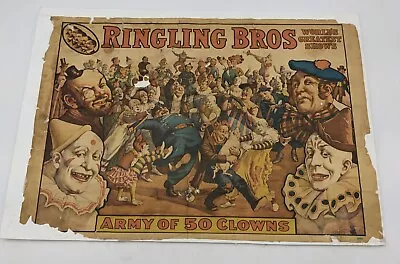 $19.99 • Buy Vintage Ringling Bros Army Of Clowns Circus Poster