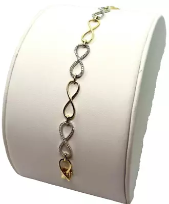 Diamond And Gold Infinity Bracelet 14K Signed Vintage Jewelry • $162.50