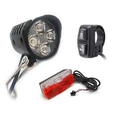 Electric Bike Front Headlight Rear Tail Lights Set 12V 24V 36V 48V 60V With Horn • $20