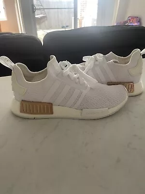 Authentic Adidas NMD R1 White And Metallic Shoes Size 9 As New Rrp$220 • $90