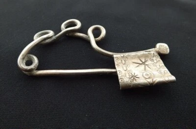 £17.50 • Buy Interesting Roman Silver Looped Bow Arch Fibula Brooch Decorated Stamped