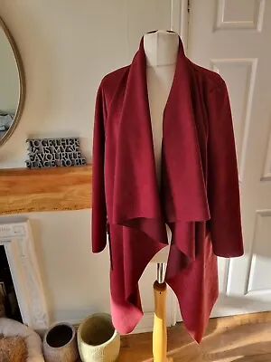 158c Made In Italy Burgundy 3/4 Length Edge-Edge Jacket One Size Spring Wardrobe • $19.58