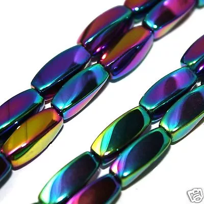 Magnetic Hematite JEWELRY Beads Multi Color Rainbow Twist Bead Strand 5x11mm HR4 • $12.99