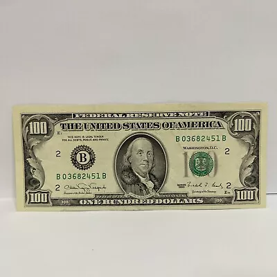 Series 1990 US One Hundred Dollar Bill $100 New York ~ B 03682451 B • $135