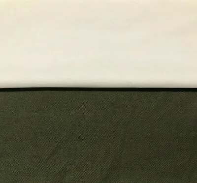 £0.99 • Buy Cotton Viscose Fabric Thin Tiny Twill White Olive Green Colour 53  Sold By Metre