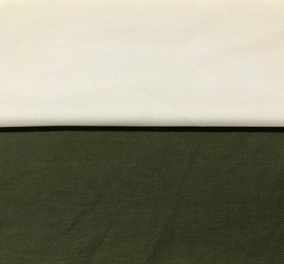 £0.99 • Buy Cotton Viscose Fabric Thin Tiny Twill White Olive Green Colour 53  Sold By Metre