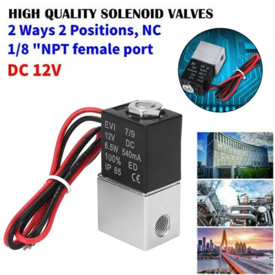$13.99 • Buy 12V DC Electric Solenoid Air Valve 1/8  2 Way Pneumatic Aluminum Gas Liquid Wire