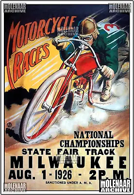 Vintage Race Poster Milwaukee State Fair National Championships 1926 • $17.99