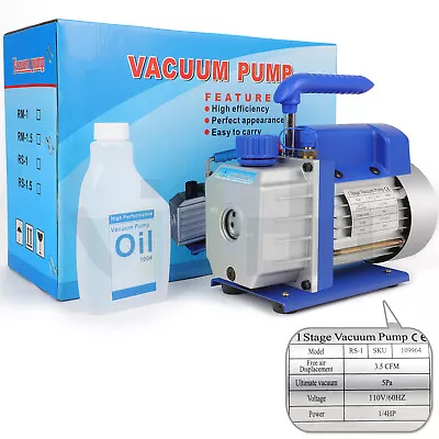 3.5CFM 1/4hp Rotary Vane Deep Vacuum Pump HVAC AC Air Refrigerant • $70.99