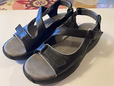 MBT Swiss Black Leather Rocker Bottom Sandals - EU 41/US 10 • $79.99