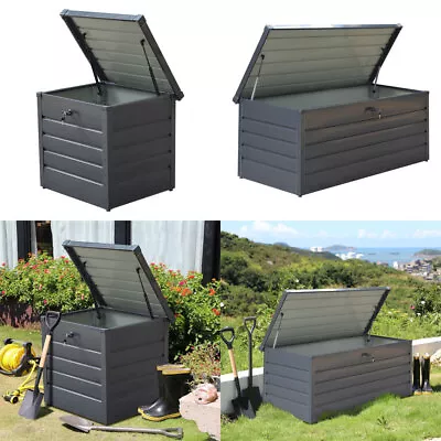 Storage Cabinet Indoor Outdoor Garden Steel Chest Box Tool Shed Patio Container • £98.99