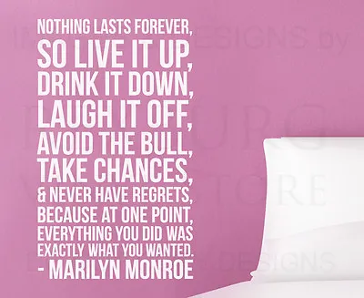 Nothing Lasts Forever Marilyn Monroe Wall Decal Vinyl Sticker Art Quote A46 • $11.97