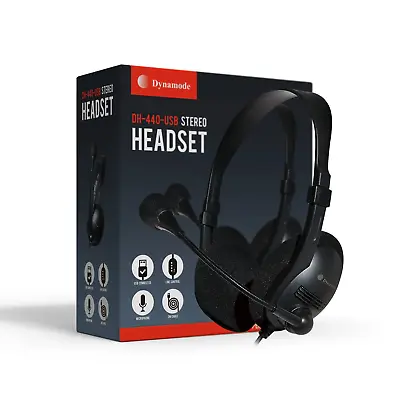 £11.99 • Buy USB Computer Headset Wired Over Ear Headphones Home, Office, Skype, Zoom, Inline