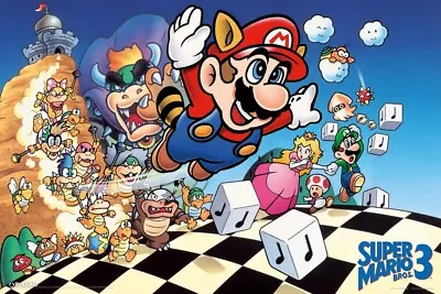 Super Mario Bros 3 Nintendo NES Platform Video Game Cover Wall Art Poster 12x18 • $14.99
