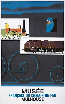 Original Vintage Poster Fix-Masseau Musee Mulhouse Chemin De Fer Railway 1989 • $275