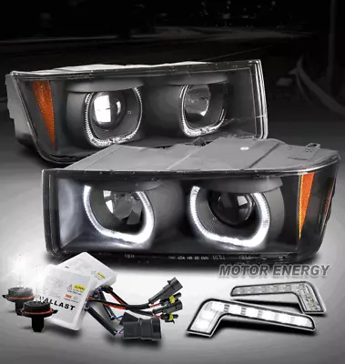 For 02-06 Chevy Avalanche 1500 2500 Halo Black Projector Headlight W/LED DRL+HID • $231.95