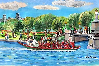 Boston Garden Swan Boats Art Print Massachusetts Historic Public Commons • $9.49
