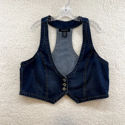 $54 • Buy Y2K 2000 Ashley Stewart Plus Size Alice Cullen Mall Goth Fairy Denim Vest Top 1X