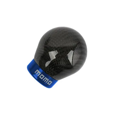 Real Carbon Fiber MOMO Black & Blue Ball Manual Gear Shift Knob Shifter  • $21.88