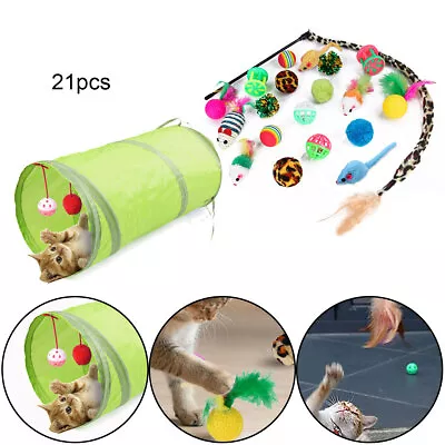 Pet Toys Cat Kitten 21 Pcs Interactive Indoor Toys Bulk Ball Toy Bells Mouse Toy • $13.99