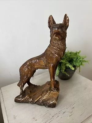 Vintage Chalk Ware Plaster Dog Ornament Rintin Tin Marked • £17