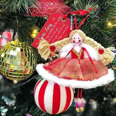 Christmas 'Santa Fairy' Decoration Kids Tree Table Wreath Keepsake Hanging Gift • £7.25