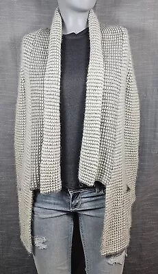 Vera Wang Princess Grey Silver Open Duster Cardigan Sweater XS Shawl Pockets • $8